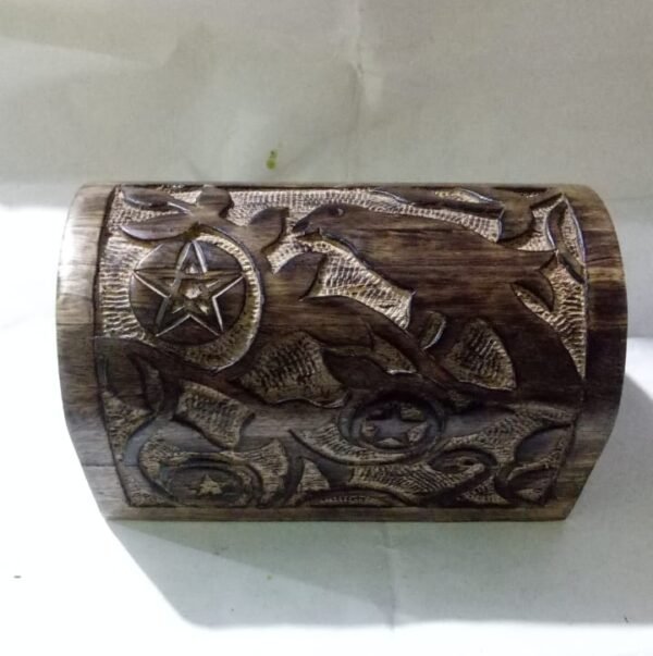 Pentagram Carved Wood Box
