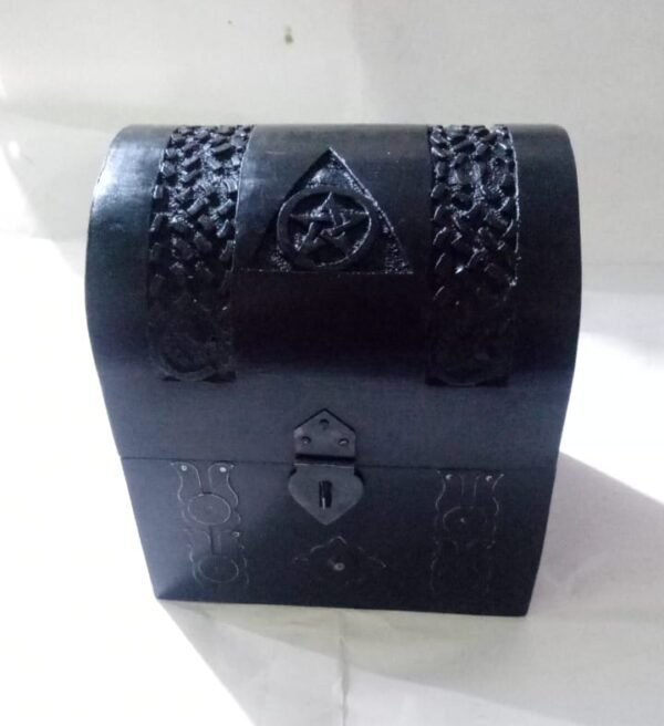 Pentagram Carved Wood Box