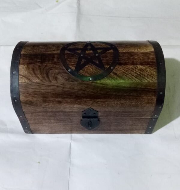 Pentagram Carved Wood Box